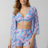 Damen Bikini-Set mit bedrucktem Shirt und Shorts