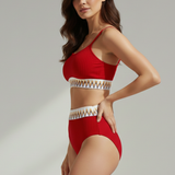 Damen Bikini-Set mit Ripp-Top und Hoher Taille