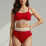 Damen Bikini-Set mit Ripp-Top und Hoher Taille