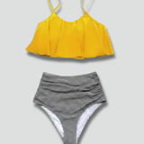 Bikini-Set für Frauen mit Rüschentop und hoher Taille