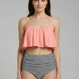 Bikini-Set für Frauen mit Rüschentop und hoher Taille
