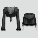 Damen-Bikini-Set mit transparentem Oberteil und Rock