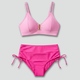 Damen Bikini-Set mit geteilten Trägern und hochgeschnittenem Höschen