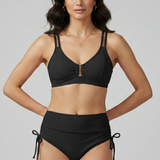 Damen Bikini-Set mit geteilten Trägern und hochgeschnittenem Höschen