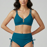 Damen Bikini-Set mit geteilten Trägern und hochgeschnittenem Höschen