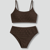Bikini-Set für Damen mit strukturiertem Oberteil und hoher Taille