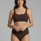 Damen Bikini-Set mit strukturiertem Oberteil und hoher Taille