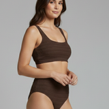 Damen Bikini-Set mit strukturiertem Oberteil und hoher Taille