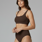 Damen Bikini-Set mit strukturiertem Oberteil und hoher Taille