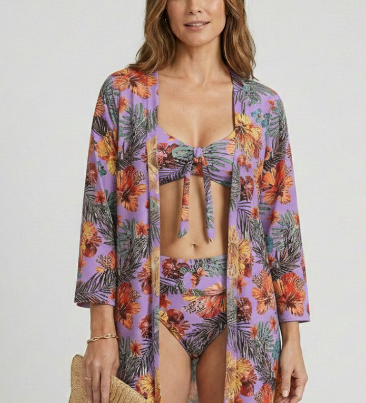 Damen-Bikini-Set mit Bindetop und Überwurf