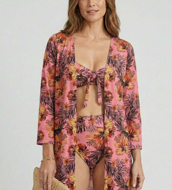 Damen-Bikini-Set mit Bindetop und Überwurf