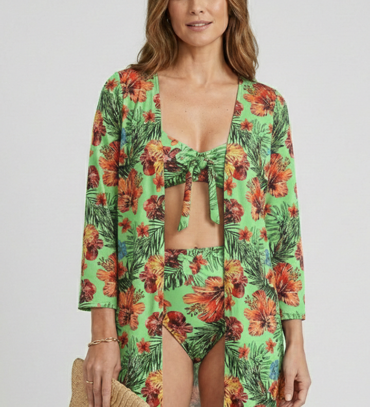 Damen-Bikini-Set mit Bindetop und Überwurf