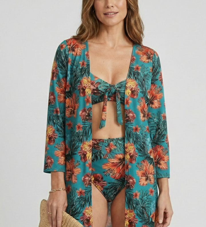 Damen-Bikini-Set mit Bindetop und Überwurf