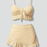 Damen Bikini-Set mit Bindetop und Hoher Taille Rock