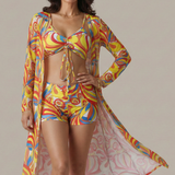 Damen Bikini Set mit Bindetop und langem Cover-Up