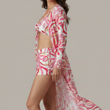 Damen Bikini Set mit Bindetop und langem Cover-Up