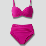 Damen Bikini-Set mit Twist-Top und Hoher Taille