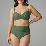 Damen Bikini-Set mit Twist-Top und Hoher Taille