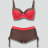 Damen Bikini-Set mit Unterbrust-Top und seitlich gebundenen Shorts