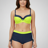 Damen Bikini-Set mit Unterbrust-Top und seitlich gebundenen Shorts