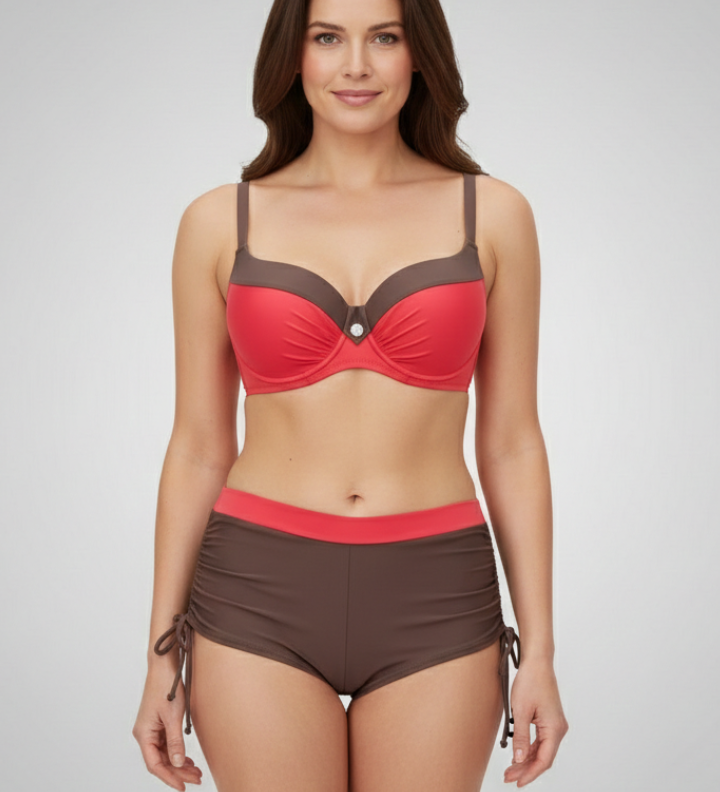 Damen Bikini-Set mit Unterbrust-Top und seitlich gebundenen Shorts