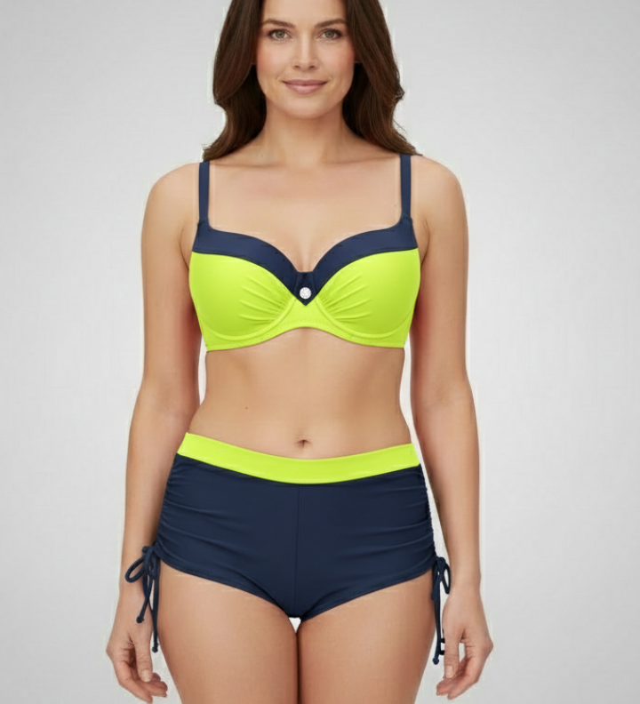 Damen Bikini-Set mit Unterbrust-Top und seitlich gebundenen Shorts