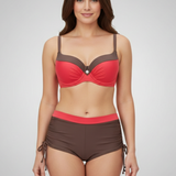 Damen Bikini-Set mit Unterbrust-Top und seitlich gebundenen Shorts