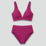 Bikini-Set für Damen mit V-Ausschnitt-Oberteil und hoher Taille