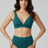 Bikini-Set für Damen mit V-Ausschnitt-Oberteil und hoher Taille