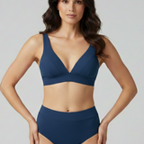 Bikini-Set für Damen mit V-Ausschnitt-Oberteil und hoher Taille