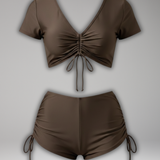 Damen Bikini Set mit V-Ausschnitt und seitlichen Bindebändern
