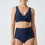 Bikini-Set für Damen mit Wickeloberteil und hoher Taille