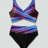 Damen Bikini-Set mit Wickeloberteil und Hoher Taille