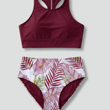 Bikini-Set für Damen mit Wickeloberteil und hoher Taille
