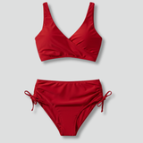 Bikini-Set für Damen mit Wickeloberteil und hoher Taille