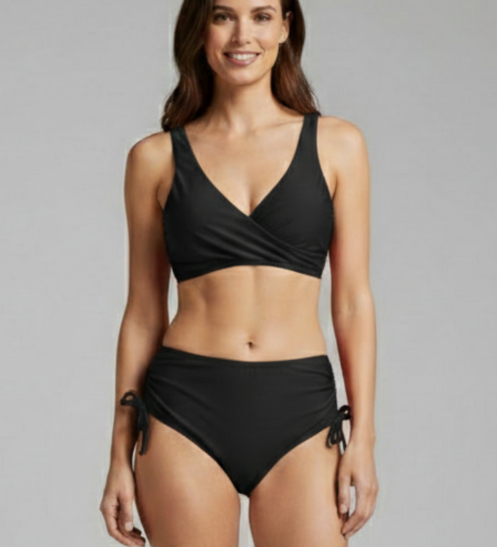 Damen Bikini-Set mit Wickeloberteil und Hoher Taille