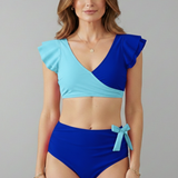 Damen Bikini-Set mit Wickeloberteil und Hoher Taille