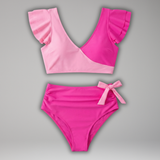 Bikini-Set für Damen mit Wickeloberteil und hoher Taille