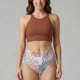 Damen Bikini-Set mit Wickeloberteil und Hoher Taille