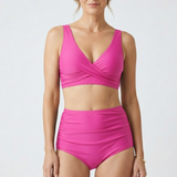 Damen Bikini-Set mit Wickeltop und Hoher Taille