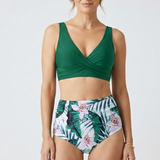 Damen Bikini-Set mit Wickeltop und Hoher Taille