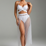 Damen Bikini-Set mit Wickeloberteil und Netzrock