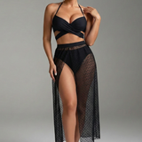 Damen Bikini-Set mit Wickeloberteil und Netzrock