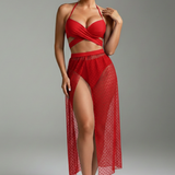 Damen Bikini-Set mit Wickeloberteil und Netzrock