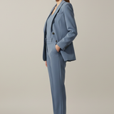 Damen Blazer und Hose Set mit Reverskragen und geraden Beinen