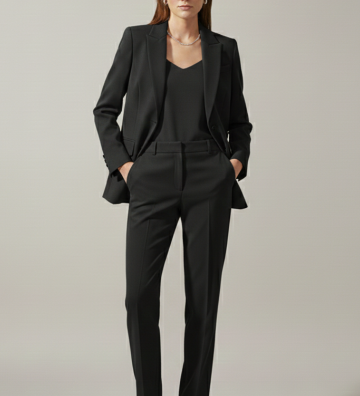 Damen Blazer und Hose Set mit Reverskragen und geraden Beinen