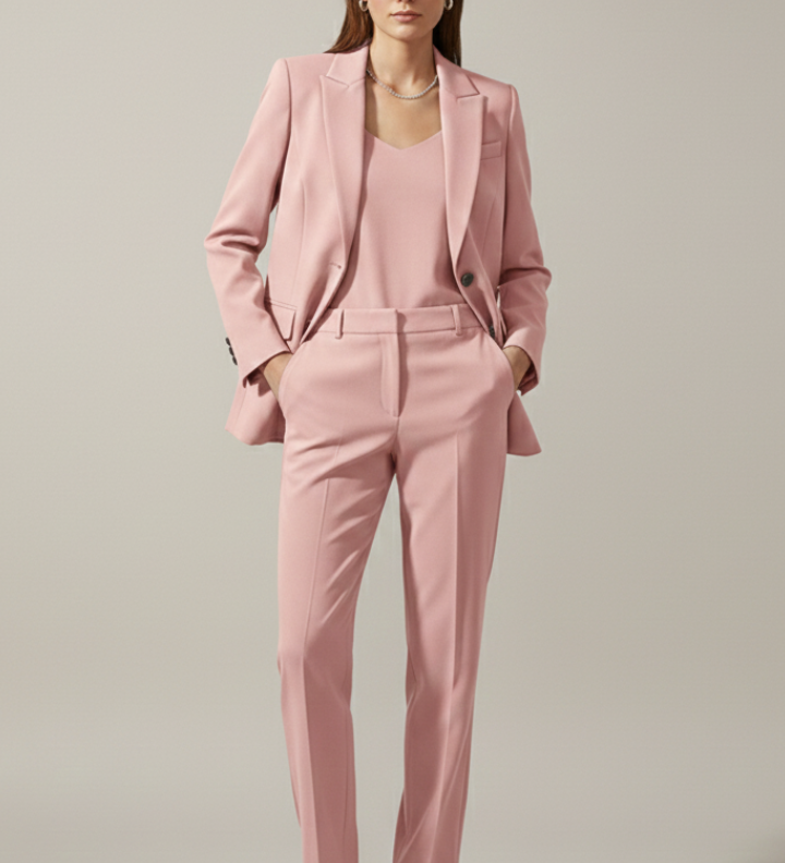 Damen Blazer und Hose Set mit Revers und geraden Beinen