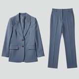 Damen Blazer und Hose Set mit Reverskragen und geraden Beinen