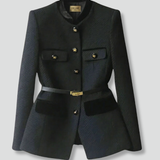 Damen Blazer mit Gürtel und Knopfverschluss
