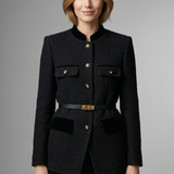 Damen Blazer mit Gürtel und Knopfverschluss